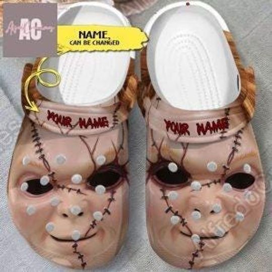 Halloween Chucky Clogs, Custom Chucky Sandals, Horror Movie Shoes, Chucky Doll Shoes, Child's Play Women Shoes, Chucky Horror Men Shoes