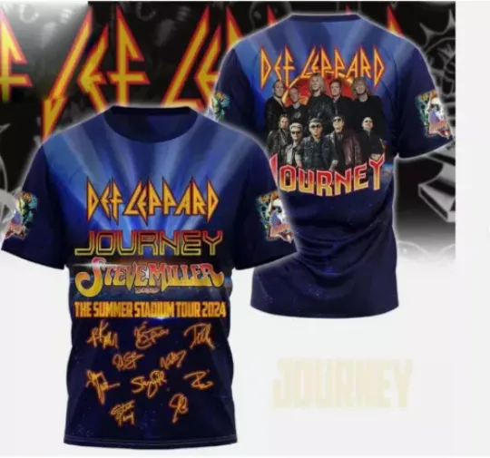 Def Leppard Journey Steve Miller Band The Summer Stadium Tour 2024 3D T-Shirt