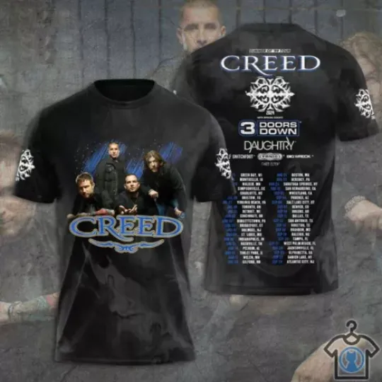 Discover Creed 2024 Tour Summer of ’99 Tour 3D T Shirt, Creed Band Shirt For Men Women
