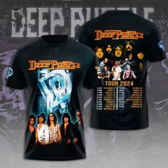 Discover Deep Purple Tour 2024 Design 3D T-Shirt great new new new