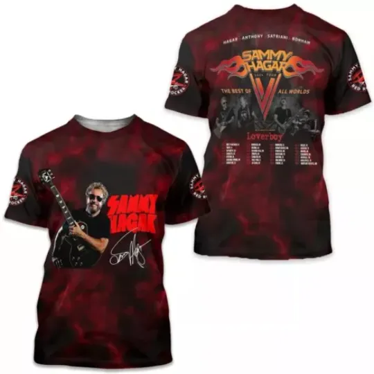Sammy Hagar Red Rocker The Best Of All World Tour 2024 3D T-Shirt