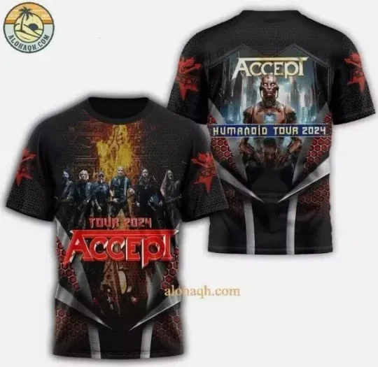 Discover Accept Humanoid Tour 2024 3d T-shirt, Hot Hot retro hot shirt
