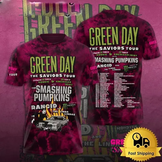 Green Day The Saviors 2024 Tour Music 3D T-Shirt