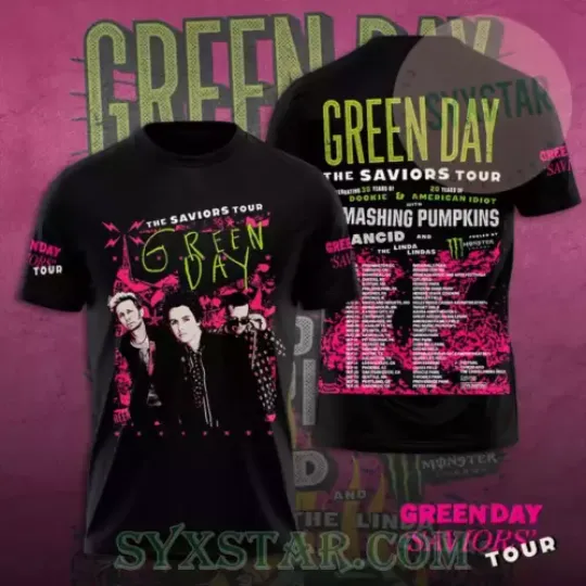 Discover HOT!!! 2024 Green Day Band Tour 2024 T shirt 3D Music Band