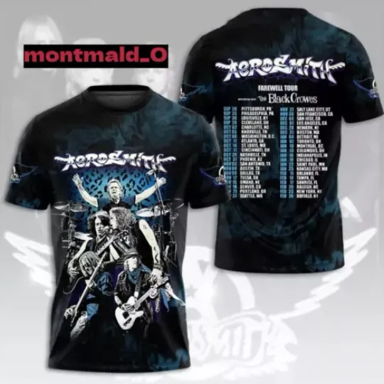 Discover Aerosmith 2024 Peace Out Farewell Tour T-Shirt Music Unisex 3D T-Shirt Gift Fans