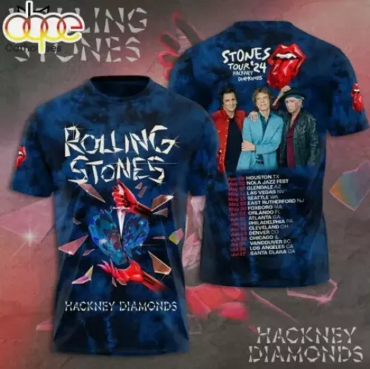 GOOD PRICE- Rolling Stones Hackney Diamonds Tour 2024 3D T-Shirt