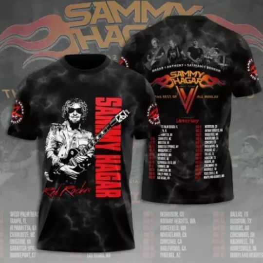 Sammy Hagar Red Rocker The Best Of All World Tour 2024 3D Print T-Shirt