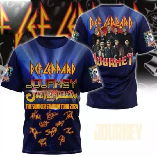 Def Leppard Journey Steve Miller Band The Summer Stadium Tour 2024 3D T-Shirt