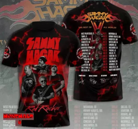 Discover Red Rocker Sammy Hagar 2024 Tour The Best Of All World 3D T-Shirt