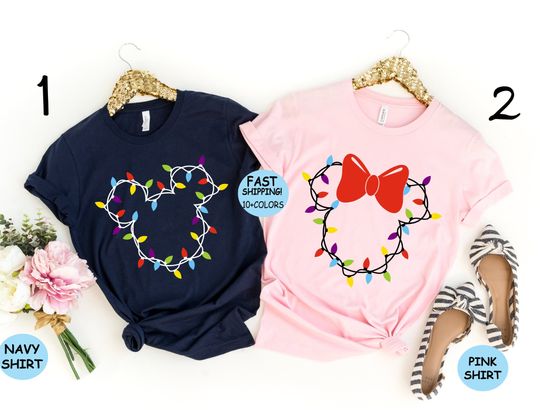 Discover Disney Christmas Lights Shirts, Mickey Minnie Xmas Lights Shirt, Cute Christmas Gift, Christmas Squad Gift Tee, Disney Xmas Family Trip Tee