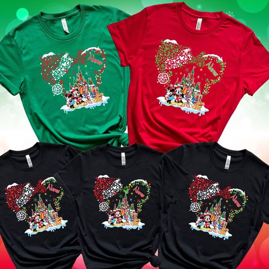 Discover Custom Disney Christmas Shirts, Custom Family Christmas Tee, Custom Name Disney Christmas Shirt, Christmas Mickey Minnie Tees, Christmas Tee
