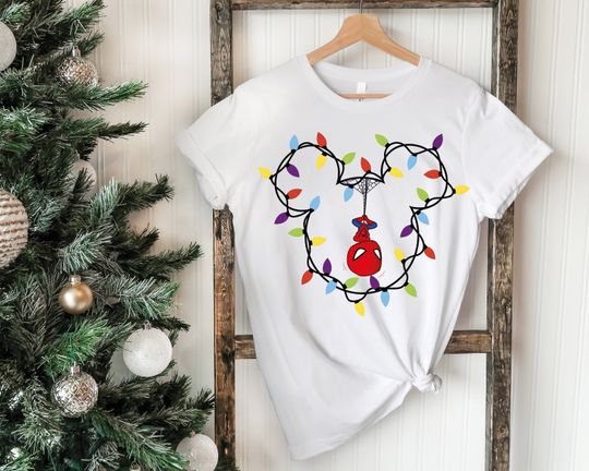 Christmas Disney Spiderman Shirt, Christmas Lights Shirt, Spiderman Tee Shirt, Marvel Family Matching Spiderman Shirt, Spiderman Theme Party