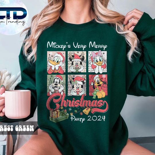 Discover Vintage Mickey's Very Merry Christmas Party 2024 Shirts, Mickey and Friends Christmas Matching, Disney Christmas Tee, Disney Matching Family