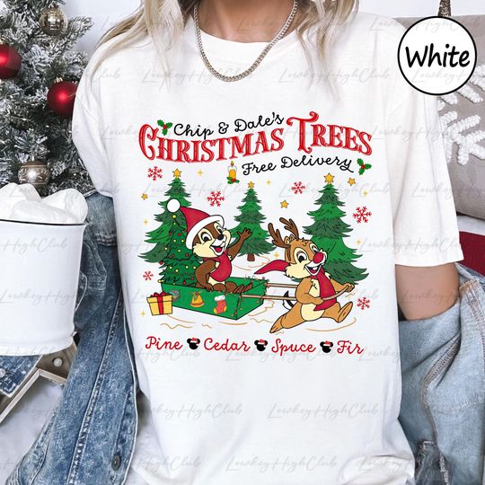 Discover Chips Dale's Christmas Tree Shirt, Chip & Dale Couple Christmas Shirt, Disney Couple Christmas Matching, Merry Christmas Journey Matching