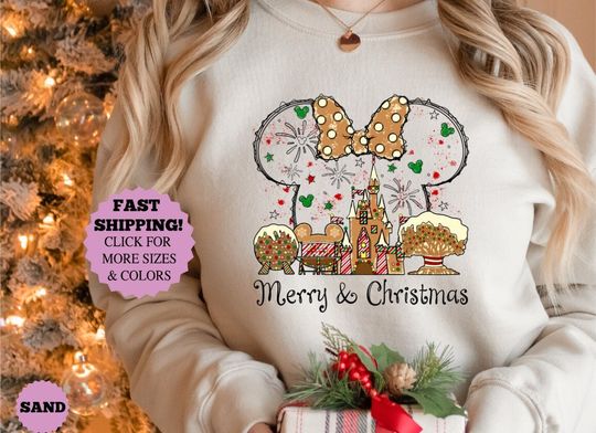 Disney Minnie Mouse Ginger Bread Shirt,Disney merry and Christmas, Family Vacation, Family Trip Shirt, Disney Castle, Christmas Party, X-Mas