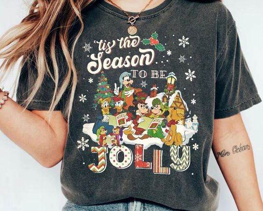 Discover Disney Tis The Season To Be Jolly Sweatshirt | Mickey & Friends Christmas T-shirt | Mickey'S Very Merry Christmas Tee |Disney Christmas Tree