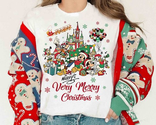 Discover Mickey's Very Merry Christmas Party Family Matching T-Shirt, Disney Santa Mickey And Minnie Xmas Tee, Disneyland Vacation Holiday Gift
