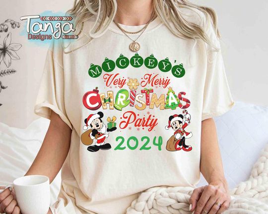 Discover Mickey's Very Merry Christmas Party 2024 Shirt, Disney Santa Mickey And Minnie Custom Tee, Disneyland Vacation Family Matching Trip Gift