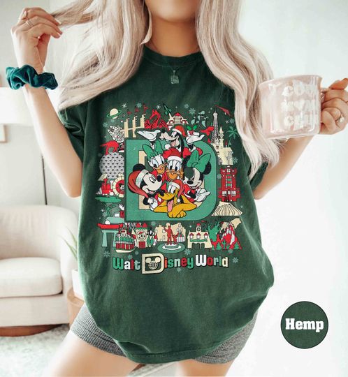 Discover Retro Vintage Walt Disney World Mickey and Friends Christmas Shirt, Mickey's very merry Christmas shirt, WDW Disneyland trip 2024