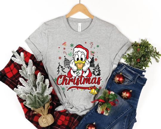 Donald and Daisy Duck Christmas Tee, Retro 90s Couple Matching Shirt, Disney Donald and Friends Tee, Donald's Very Merry Christmas Shirt