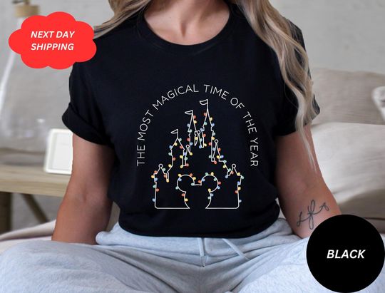 Discover Its The Most Magical Time Of The Year Disney Christmas Light Shirt, Disney Castle Tee, Mickey Christmas T-shirt, Xmas Gift shirt