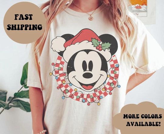 Discover Retro Mickey Checkered Shirt, Disney Christmas Shirt, Mickey Christmas Shirt, Disney Christmas Party, Disneyland Christmas Family Vacation