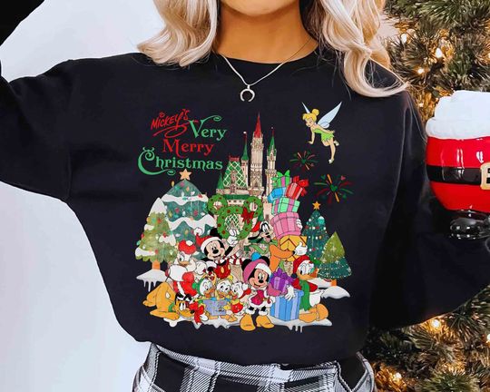 Discover Mickey's Very Merry Christmas Party Matching T-Shirt, Disney Santa Mickey & Friends Xmas Tee, Disneyland Holiday Family 2024 Gift