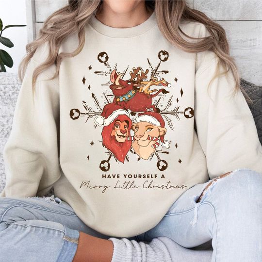 Have Yourself A Merry Little Christmas Sweater, The Lion King Xmas Shirt, Disney Christmas Family Matching Sweatshirt, Disney Xmas 2024 Tee