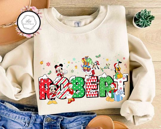 Discover Personalized Disney Mickey and Friends Christmas Party 2024 Christmas Lights Shirt, Disneyland Christmas Family Custom Name Shirt,Xmas Party