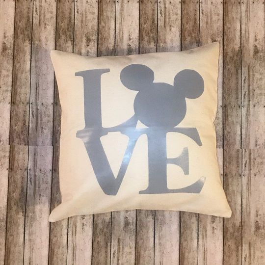 Discover Disney decor love throw pillowcase / Diseny- Diseny Home - LOVE- Mickey Mouse