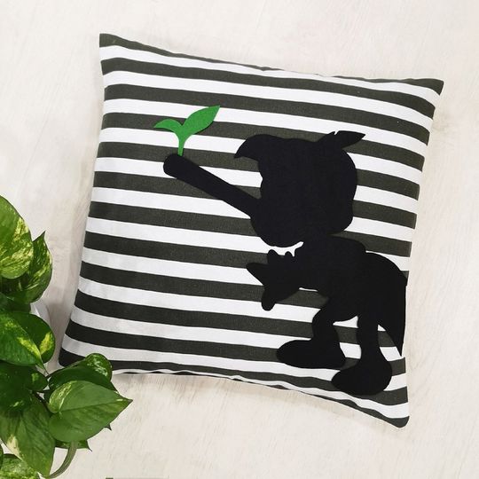 Pinocchio Silhouette Black And WS Decorative Pillow Cover 17inch Cushion Cover
