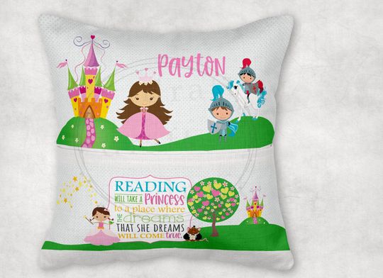 Discover PRINCESS  Book Pocket Pillow Design ==> 8"H Pocket  Story Book  Castle   Fairy Tale