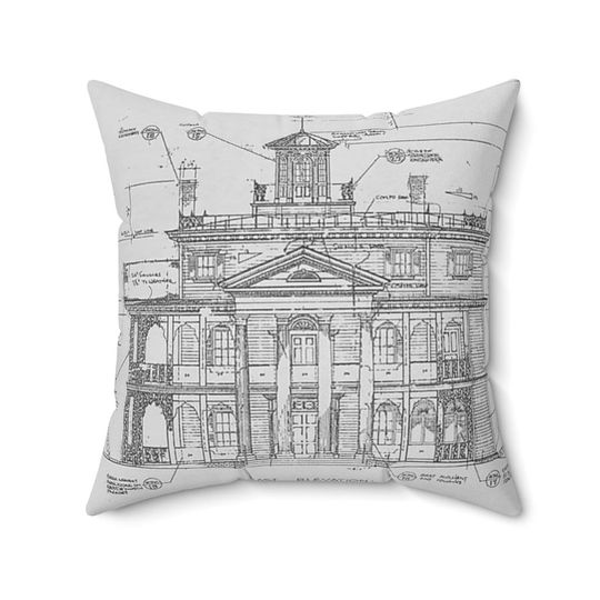 Haunted Mansion Blueprints Double Sided, Pillow Cover, 4 Size Options, Disneyland Decor