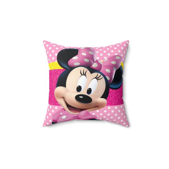 Discover Disney Pillow Minnie Mouse Pink, Pillow and Case,  Fantasy Spun Polyester Square Pillow