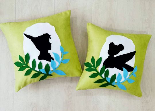 Neverland Peter Pan Tinkerbell Cameo Decorative Spring Green Pillow Cover