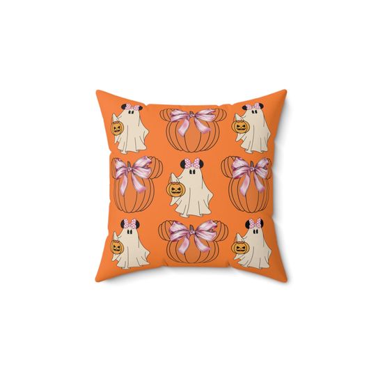 Discover Disney Halloween Pillow | Spooky Minnie Pillow | Faux Suede Square Pillow