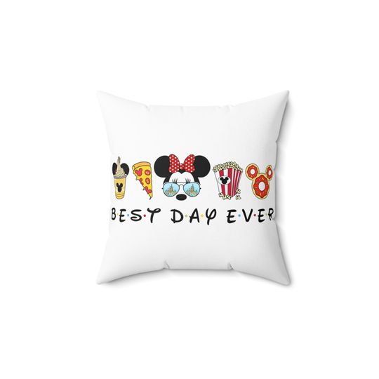 Discover Disney Treat Best Day Ever Spun Polyester Square Pillow