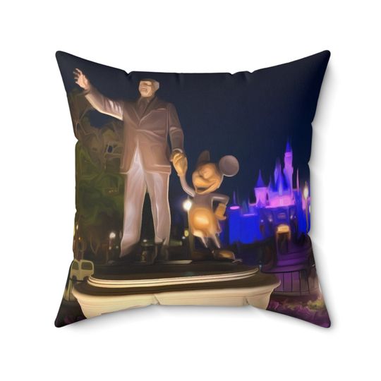 Discover Spun Polyester Square Pillow Painting of Disneyland Resort
