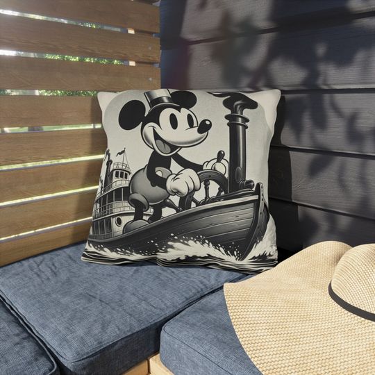 Vintage Style Steamboat Willie Decorative Pillow