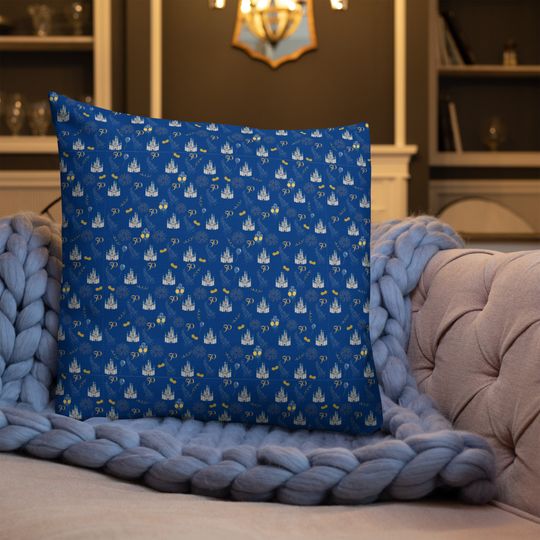 Navy Blue 50th Anniversary Throw Pillows Magical Castle Home Decor