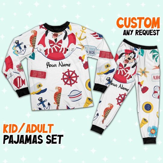 Custom Disney Goofy Cruise Trip Colorful Pajamas Set, Disney Matching Pajamas Set
