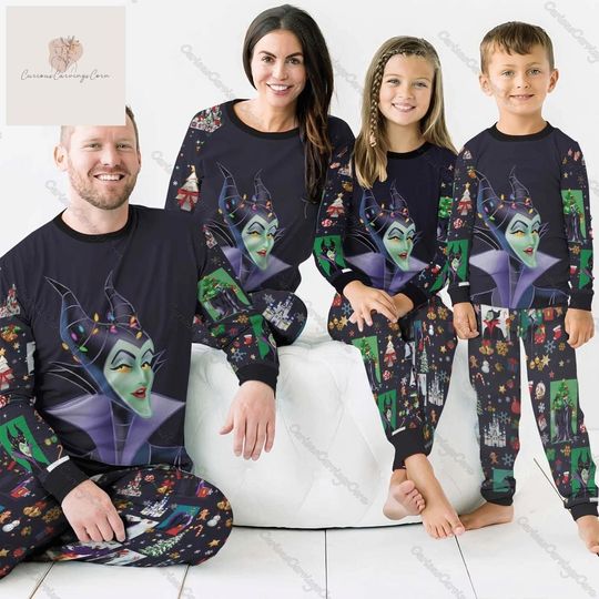Halloween Maleficent Matching Family Pajamas, Disney Villains Pajamas Set