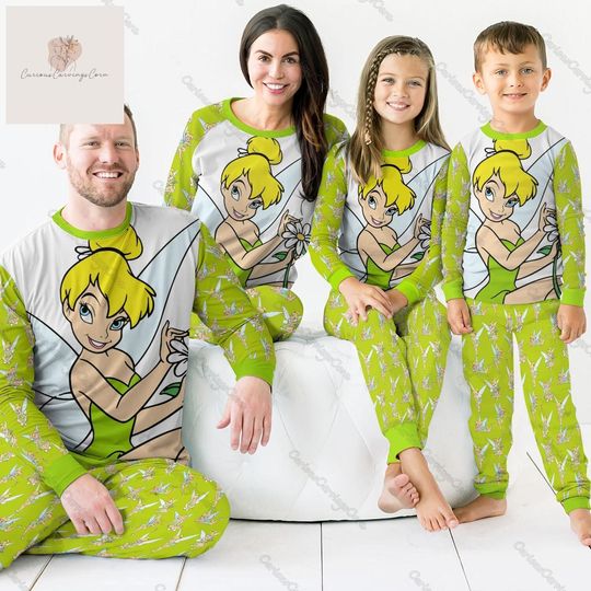 Tinkerbell Matching Family Pajamas, Disney Princess Pajamas Set, Tinkerbell Christmas