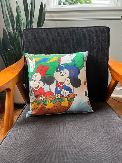 Discover Vintage 1980s Disney Hot Air Balloon fabric zippered pillowcase