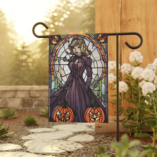 Discover taylor version Stained Glass Halloween Garden Flag | Pumpkin Halloween Garden