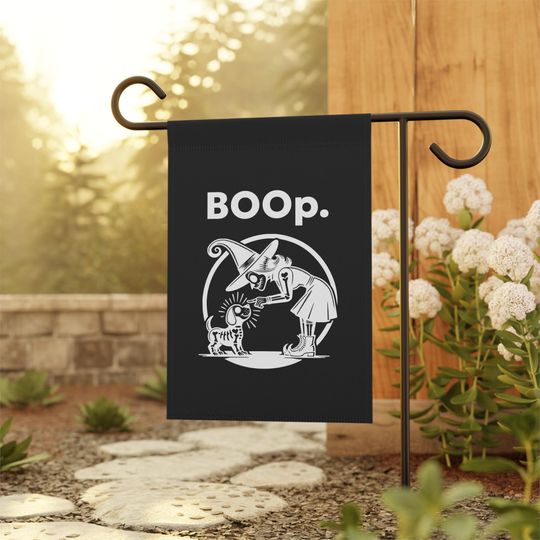 Discover Boop Halloween Dog and Witch Garden Flag, Halloween Flag, Spooky Halloween Flag
