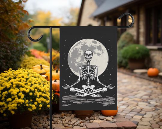 Discover Skeleton Yoga, Halloween Garden Flag, Halloween Porch Flag, Halloween Yard Flag