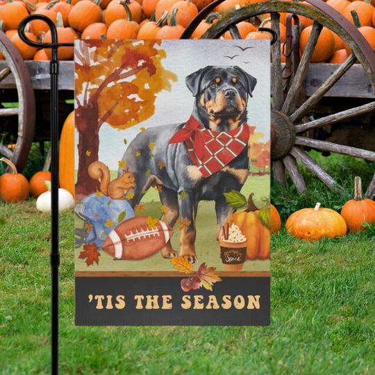 Discover Rottweiler Fall Garden Flag, Football, Pumpkin Spice, Rottweiler Dog Mom gift