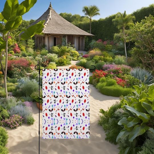 Discover Halloween Garden Flag | Whimsical Bats, Pumpkins, and Festive Balloons Design
