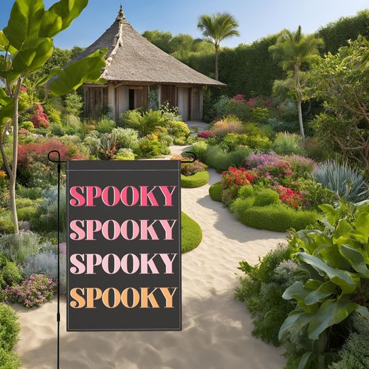 Discover Spooky Halloween Garden Flag | Modern Typography Design with Gradient Colors